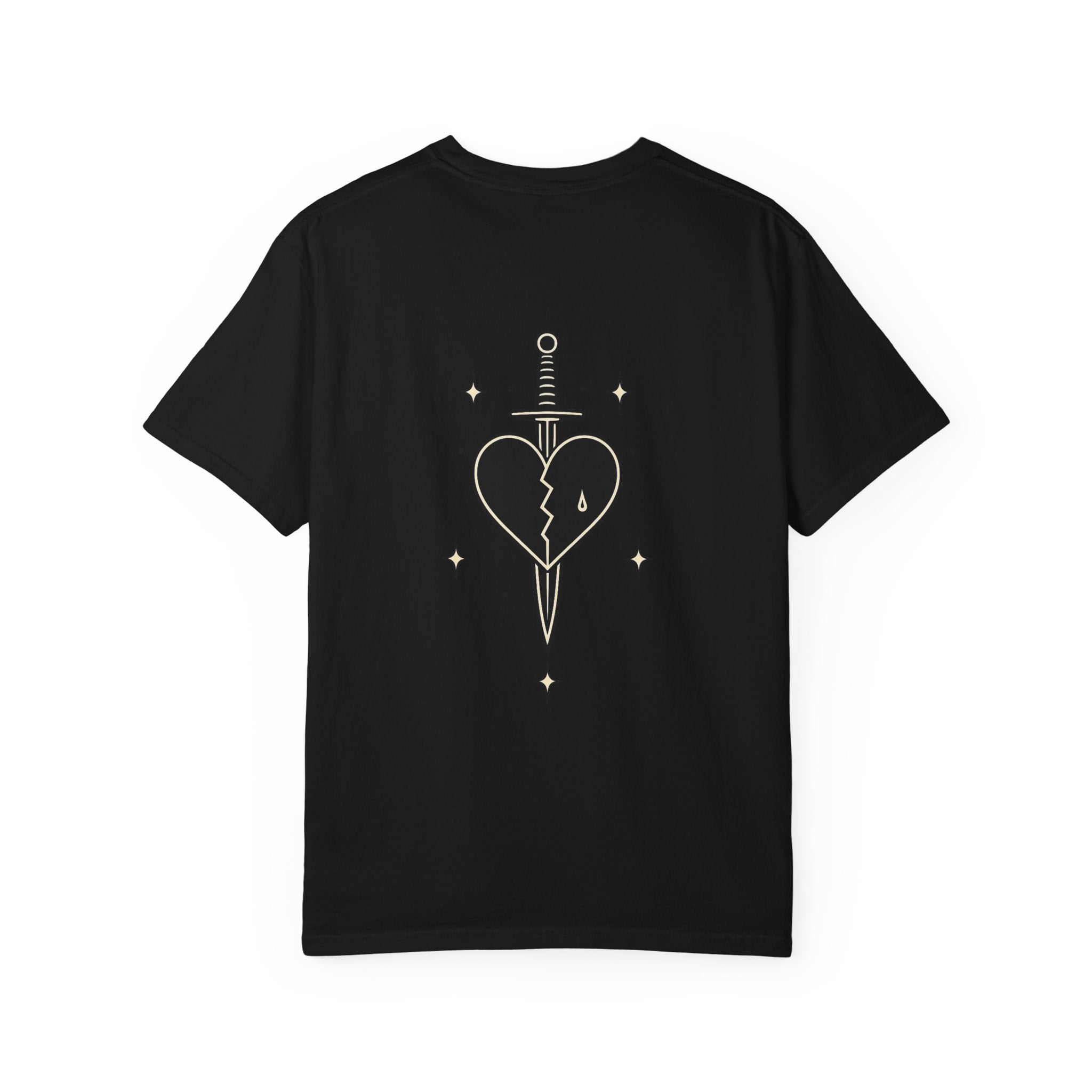 Broken Heart Dagger T-shirt | Minimal Gothic Line Art