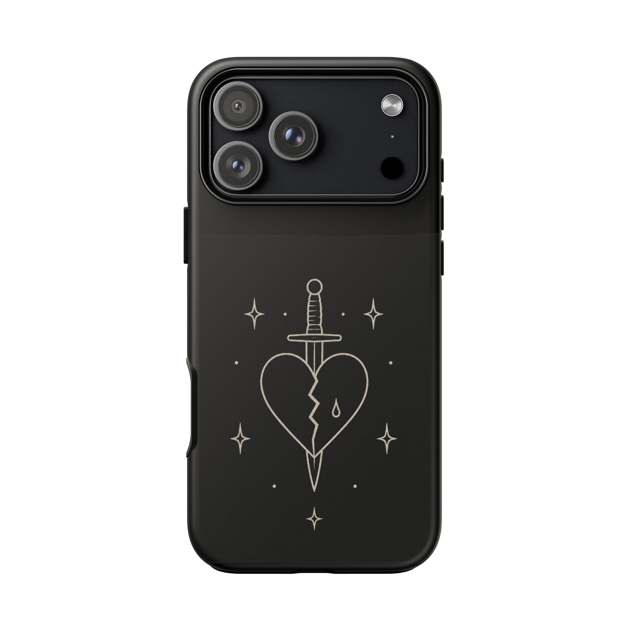 Daggered Broken Heart phone case | gothic tattoo line art