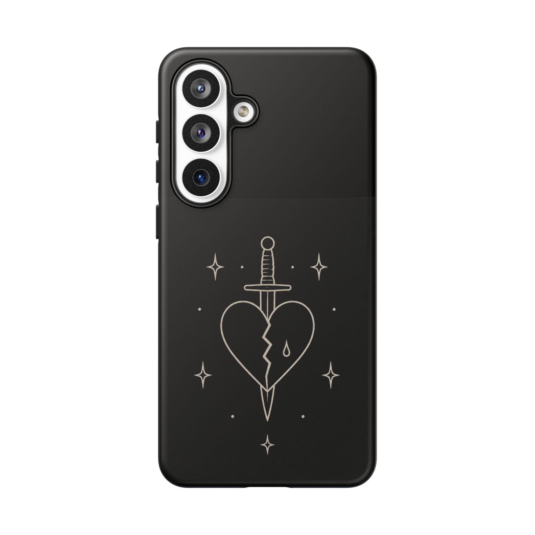 Daggered Broken Heart phone case | gothic tattoo line art