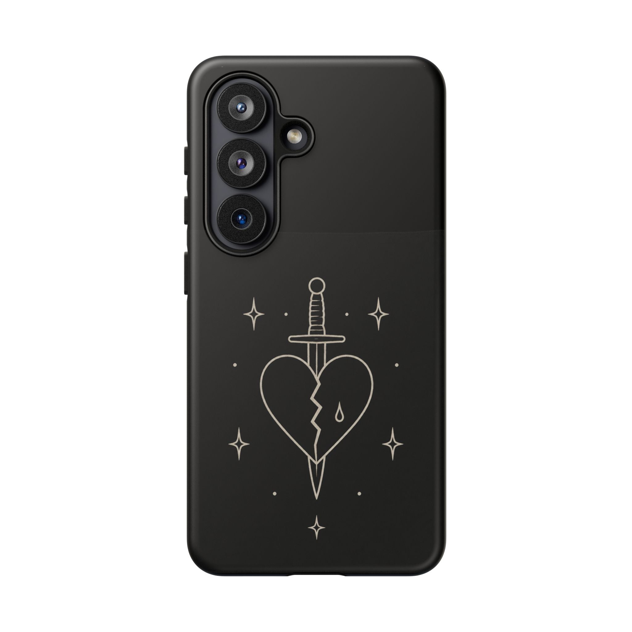 Daggered Broken Heart phone case | gothic tattoo line art