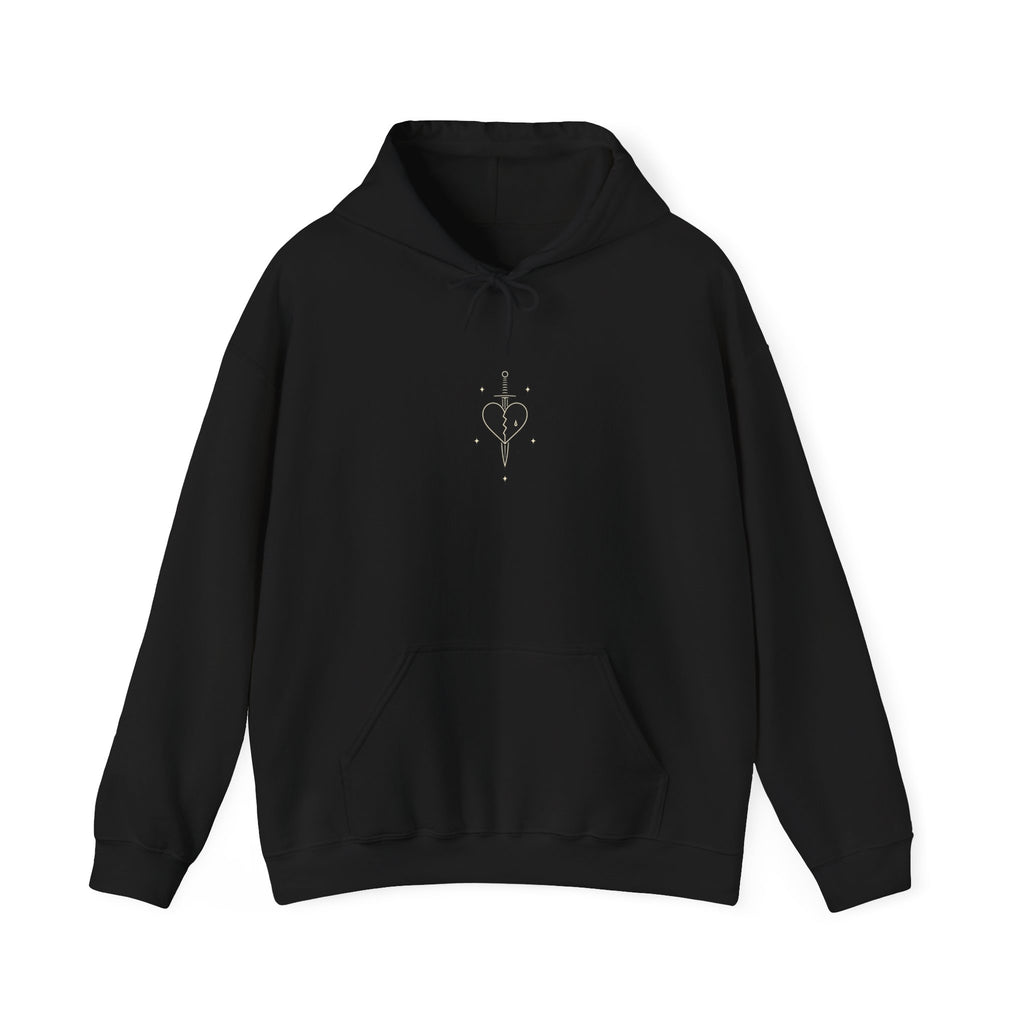 Dagger Through Heart hoodie | Black pullover with occult line art