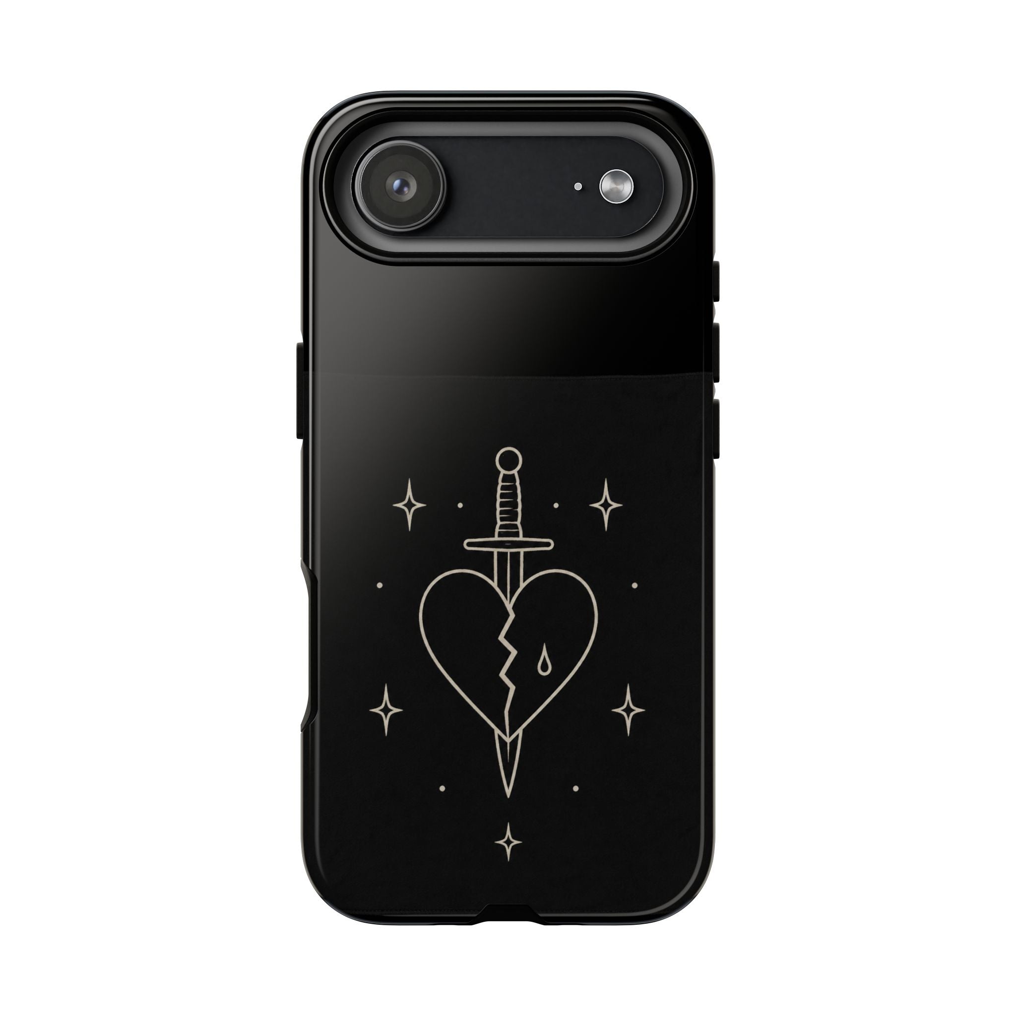 Daggered Broken Heart phone case | gothic tattoo line art