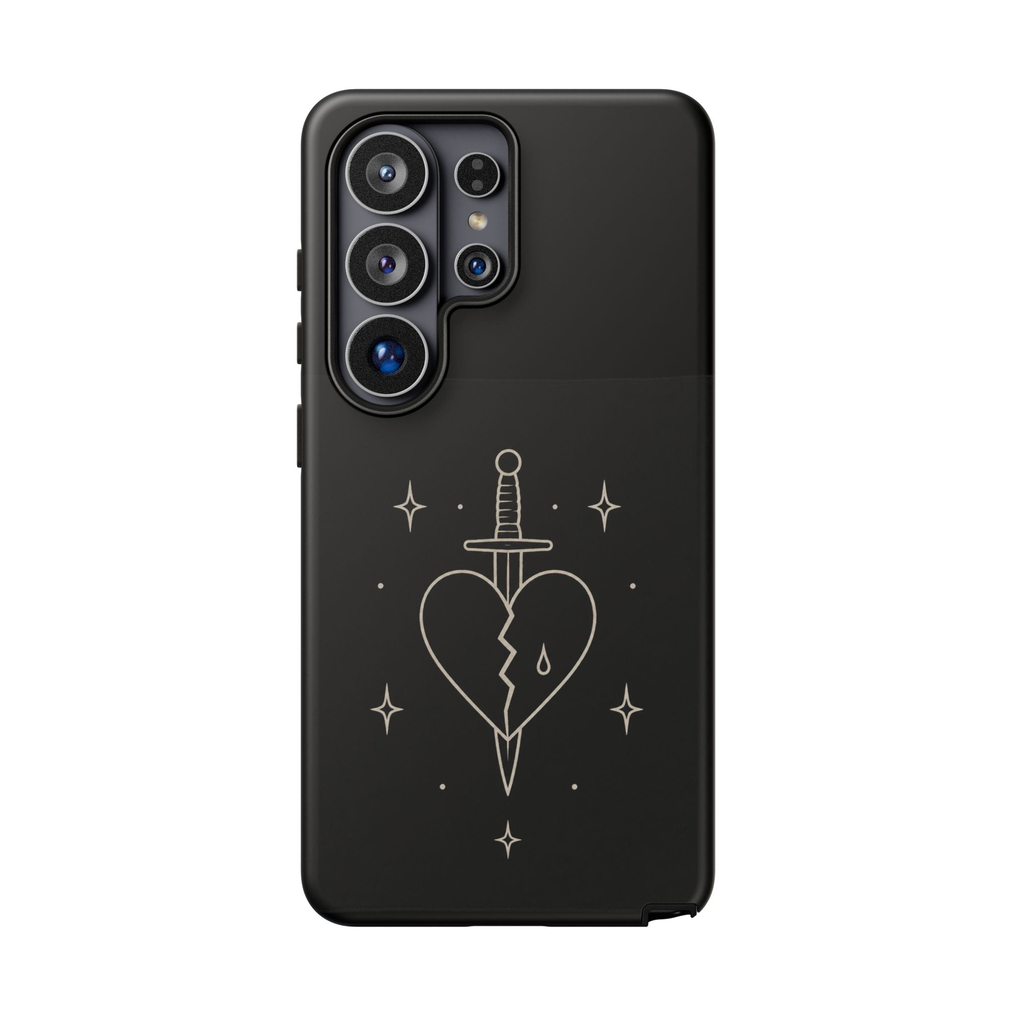 Daggered Broken Heart phone case | gothic tattoo line art