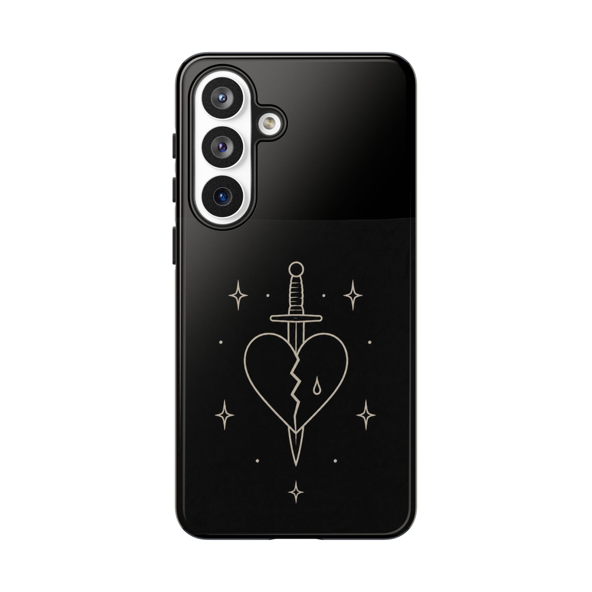 Daggered Broken Heart phone case | gothic tattoo line art