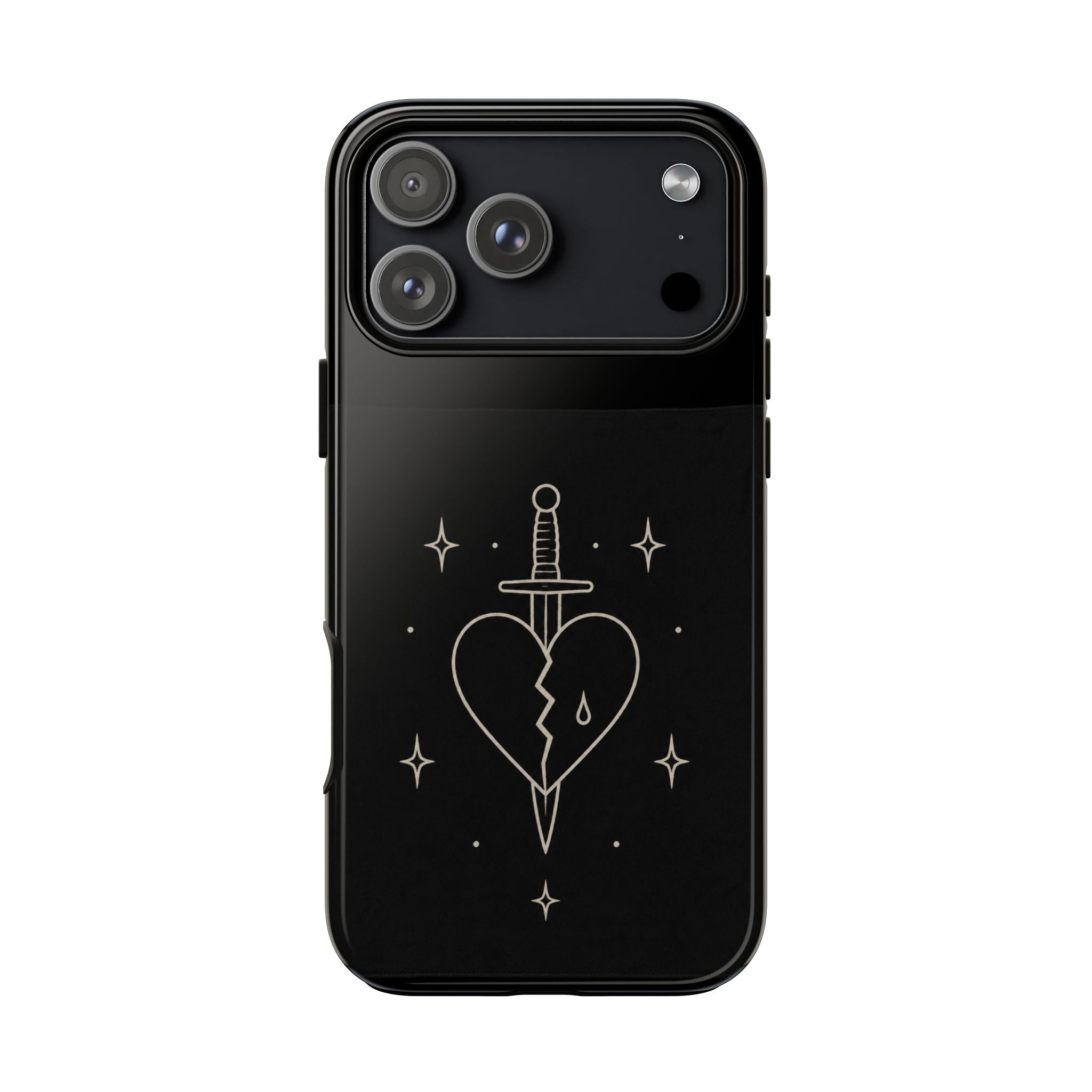 Daggered Broken Heart phone case | gothic tattoo line art
