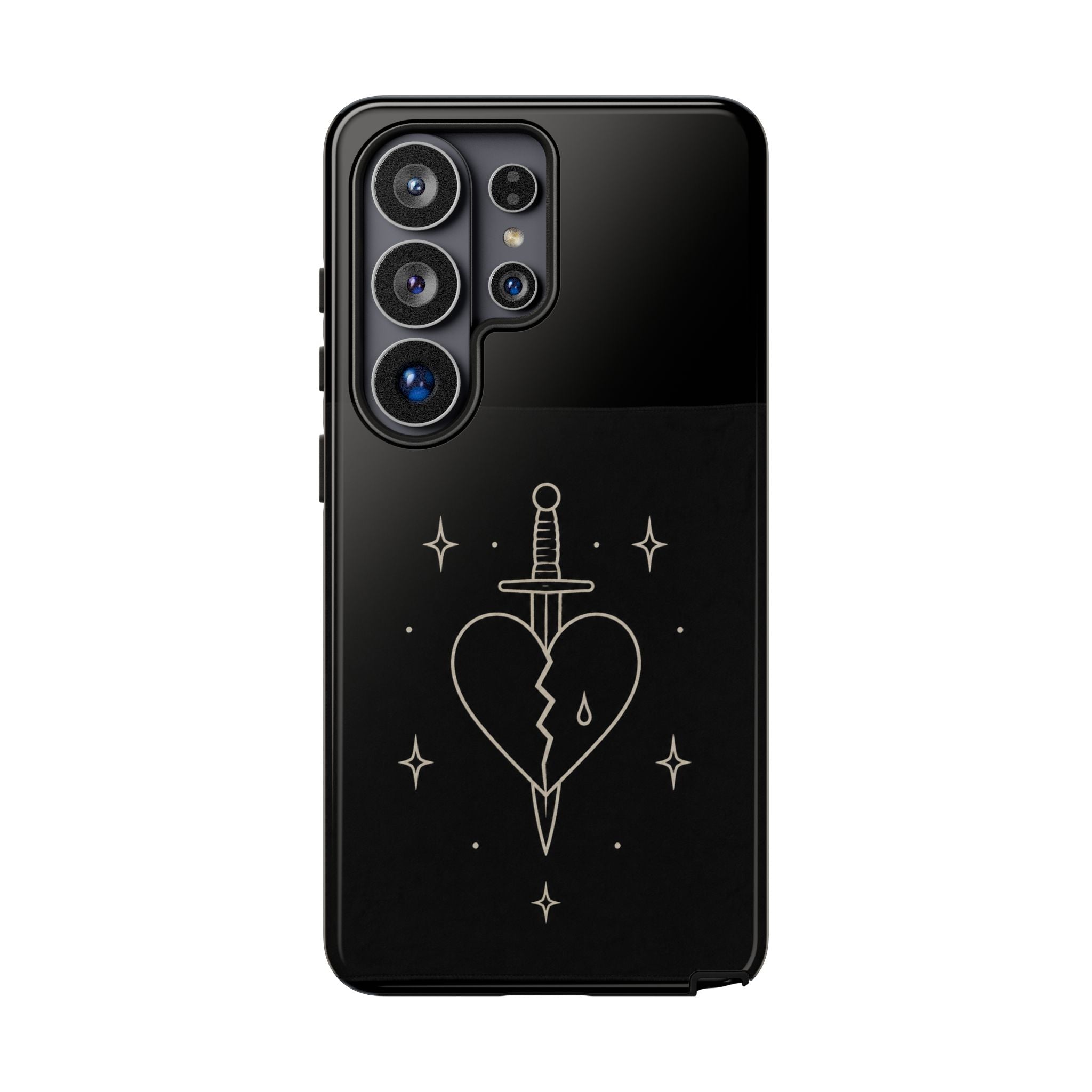 Daggered Broken Heart phone case | gothic tattoo line art