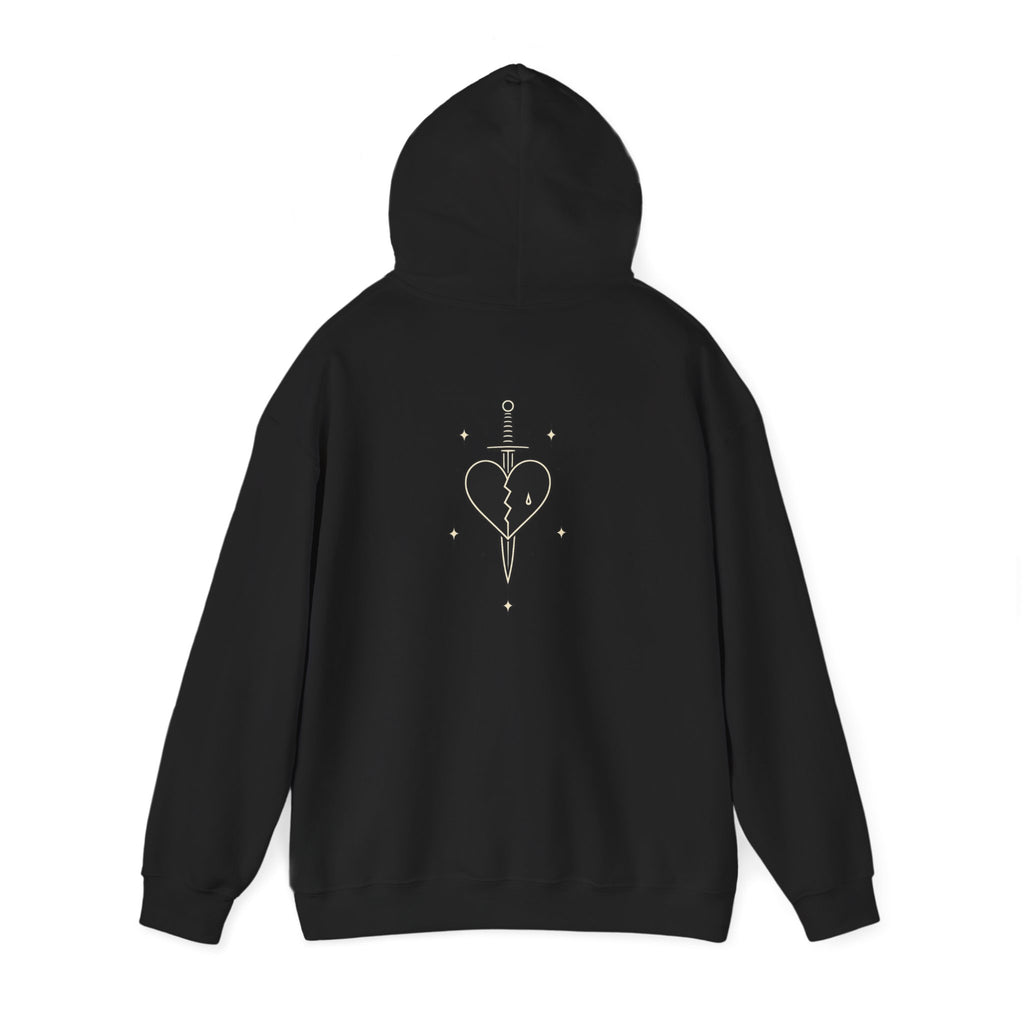 Dagger Through Heart hoodie | Black pullover with occult line art