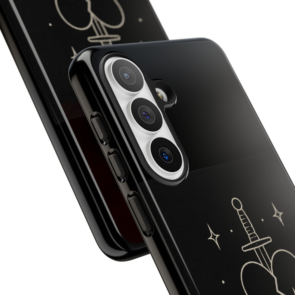 Daggered Broken Heart phone case | gothic tattoo line art