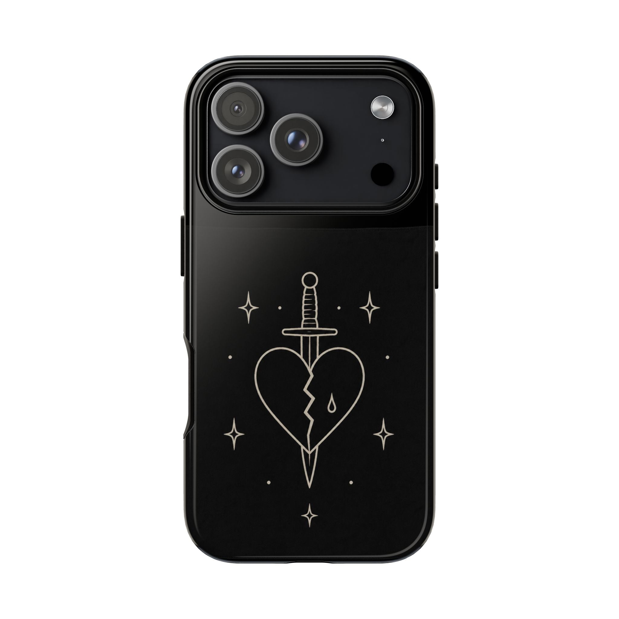 Daggered Broken Heart phone case | gothic tattoo line art