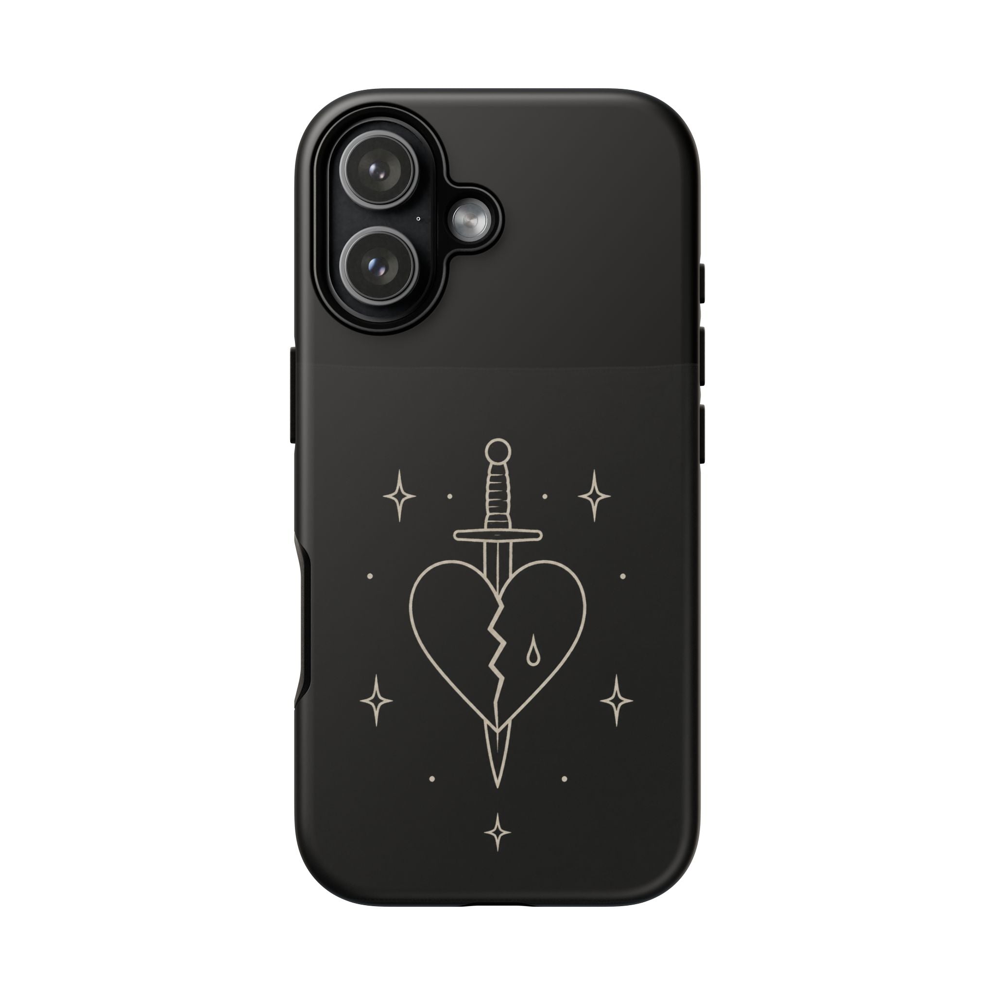 Daggered Broken Heart phone case | gothic tattoo line art