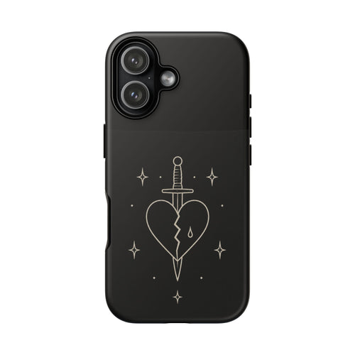 Daggered Broken Heart phone case | gothic tattoo line art