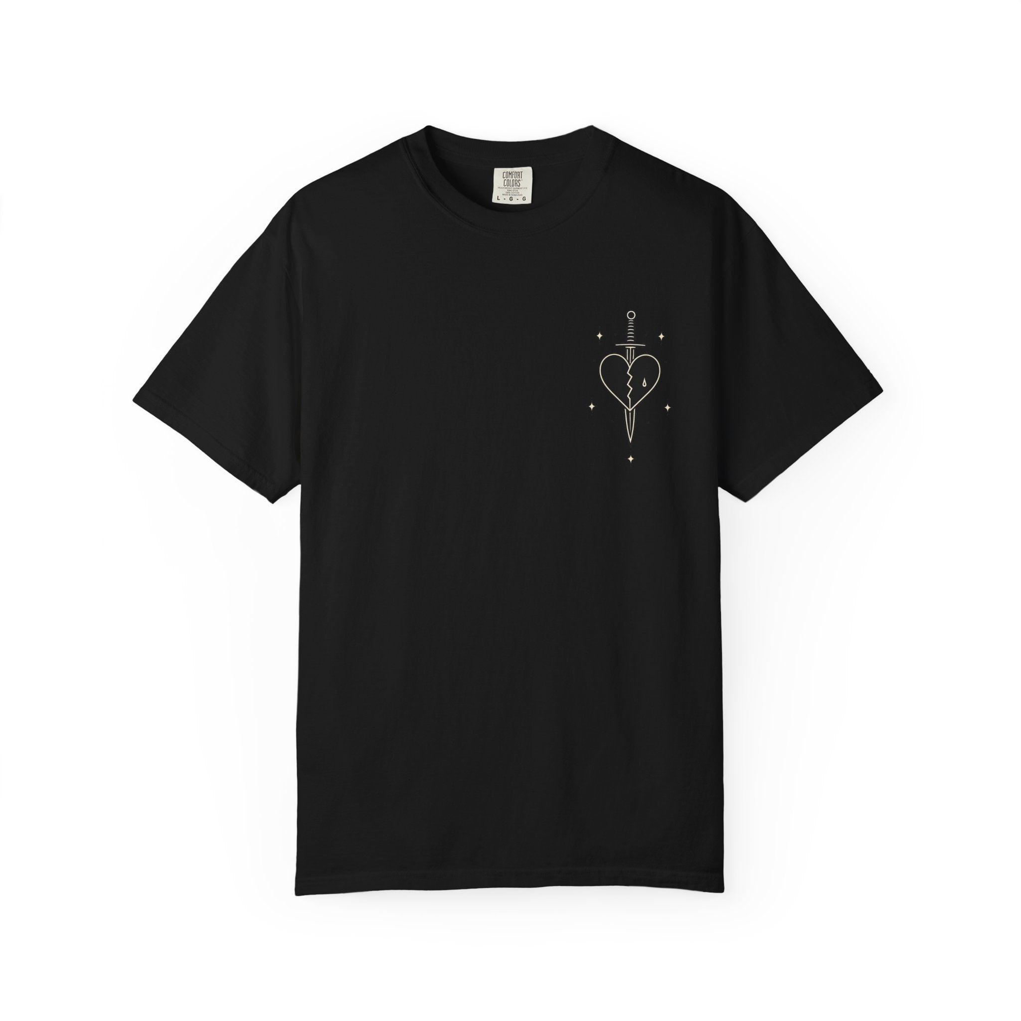 Broken Heart Dagger T-shirt | Minimal Gothic Line Art