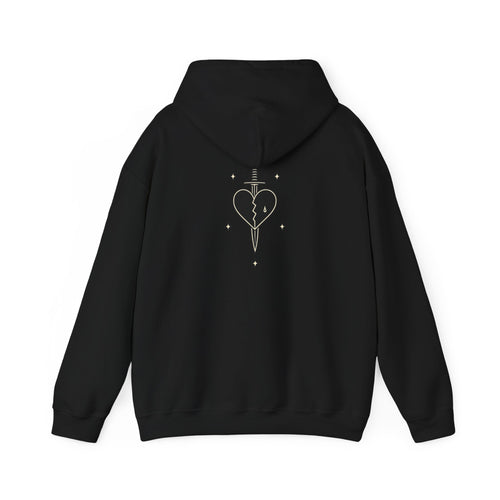 Dagger Through Heart hoodie | Black pullover with occult line art