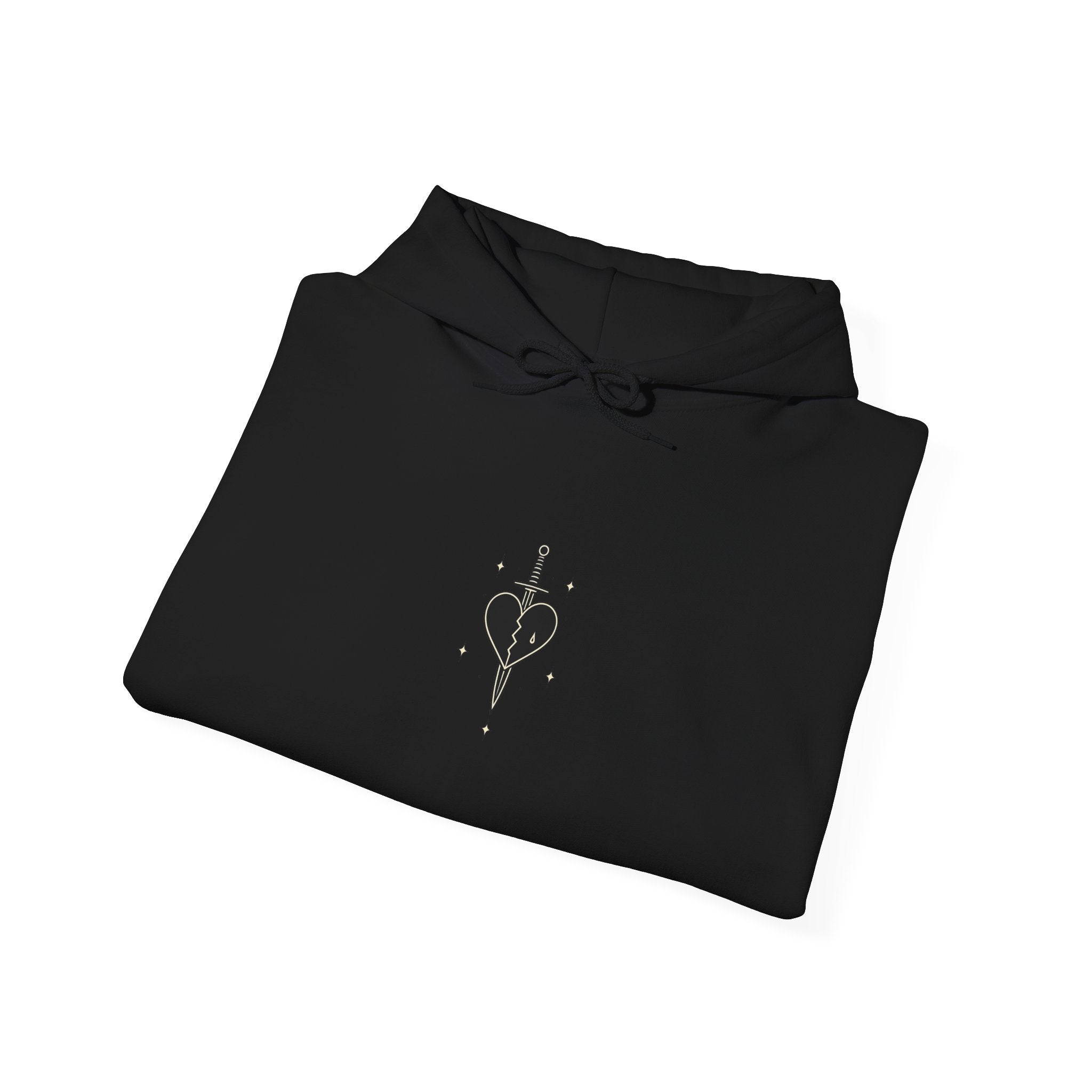 Dagger Through Heart hoodie | Black pullover with occult line art