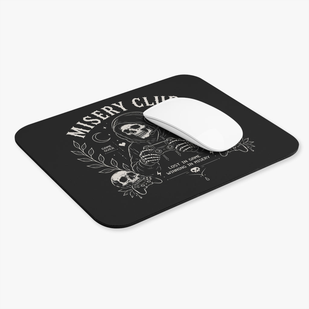 Misery Club Skull Gamer Mouse Pad | Gaming Desk Mat, Dark Skeleton Controller Design