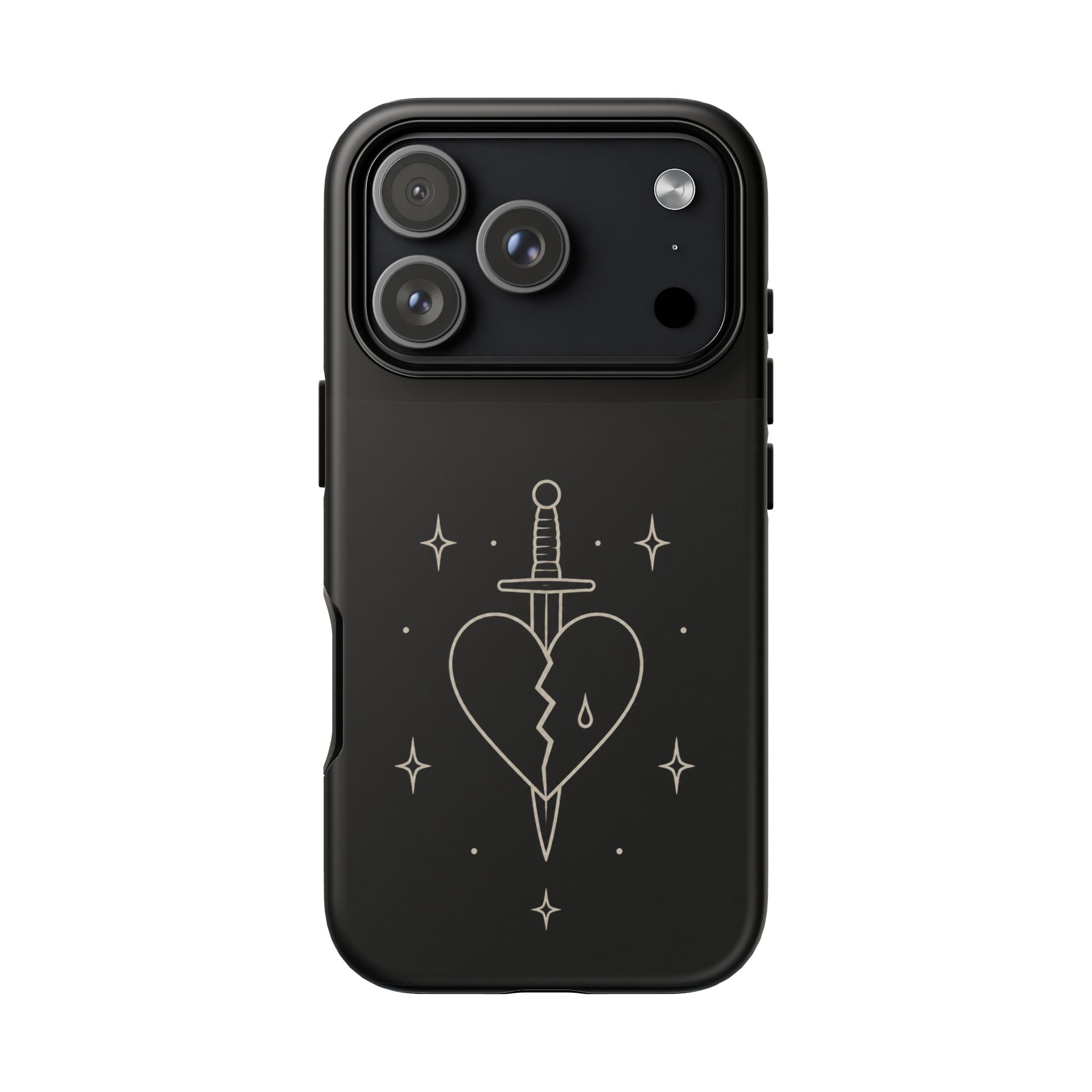 Daggered Broken Heart phone case | gothic tattoo line art
