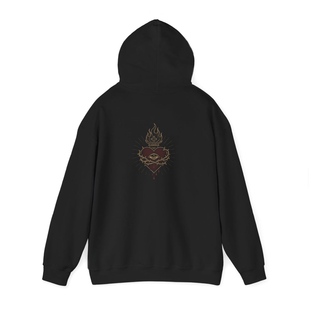 Flaming Sacred Heart hoodie | Pullover Sweatshirt