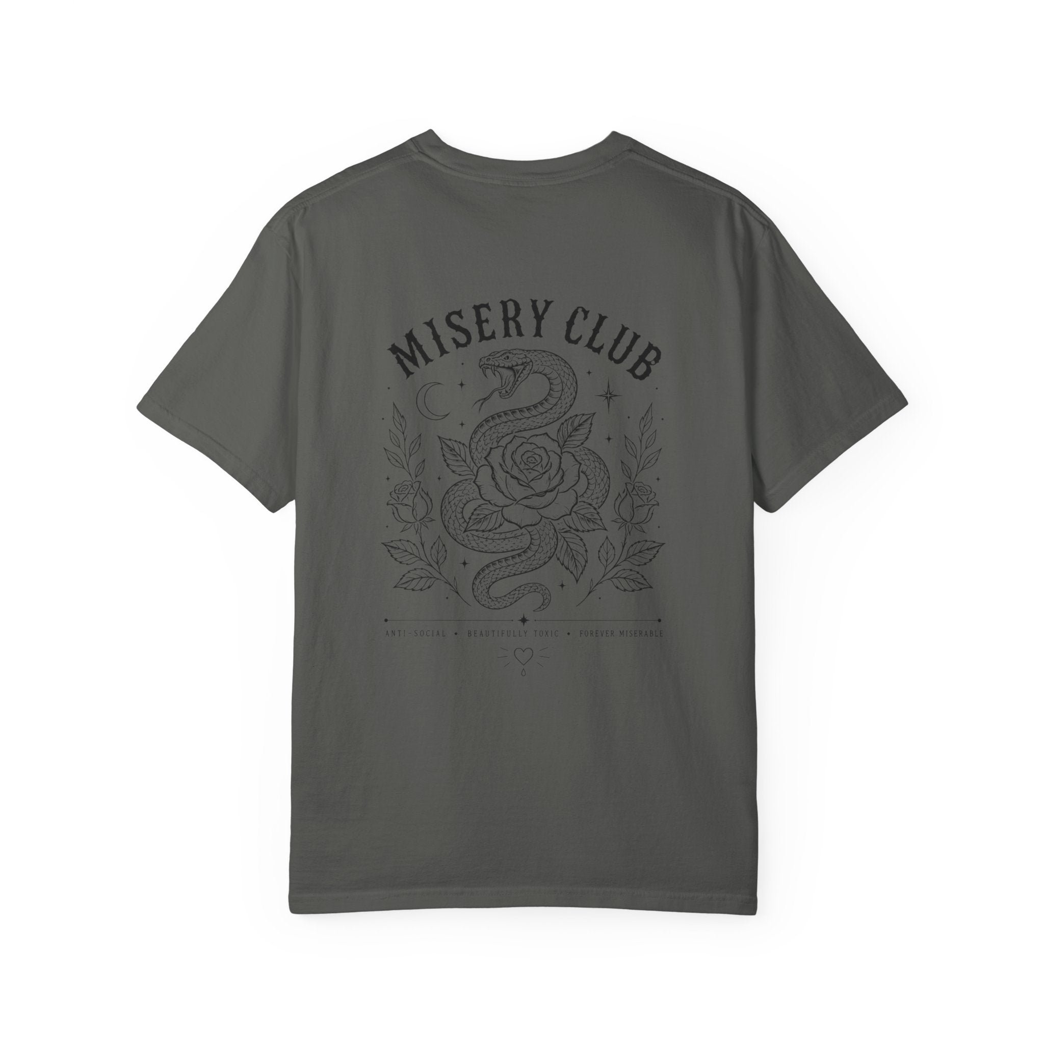 Misery Club snake and rose T-shirt | Floral Serpent back print