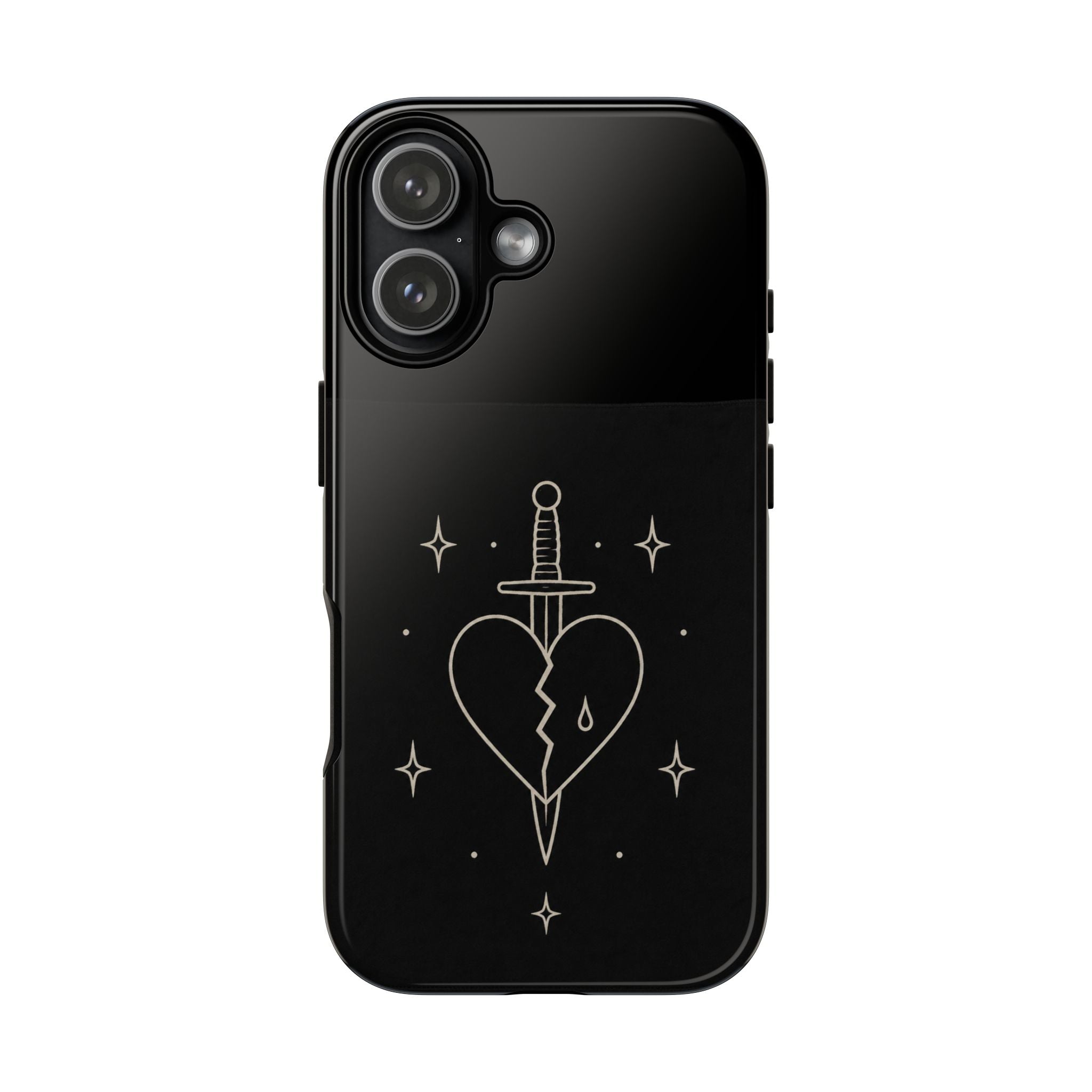 Daggered Broken Heart phone case | gothic tattoo line art
