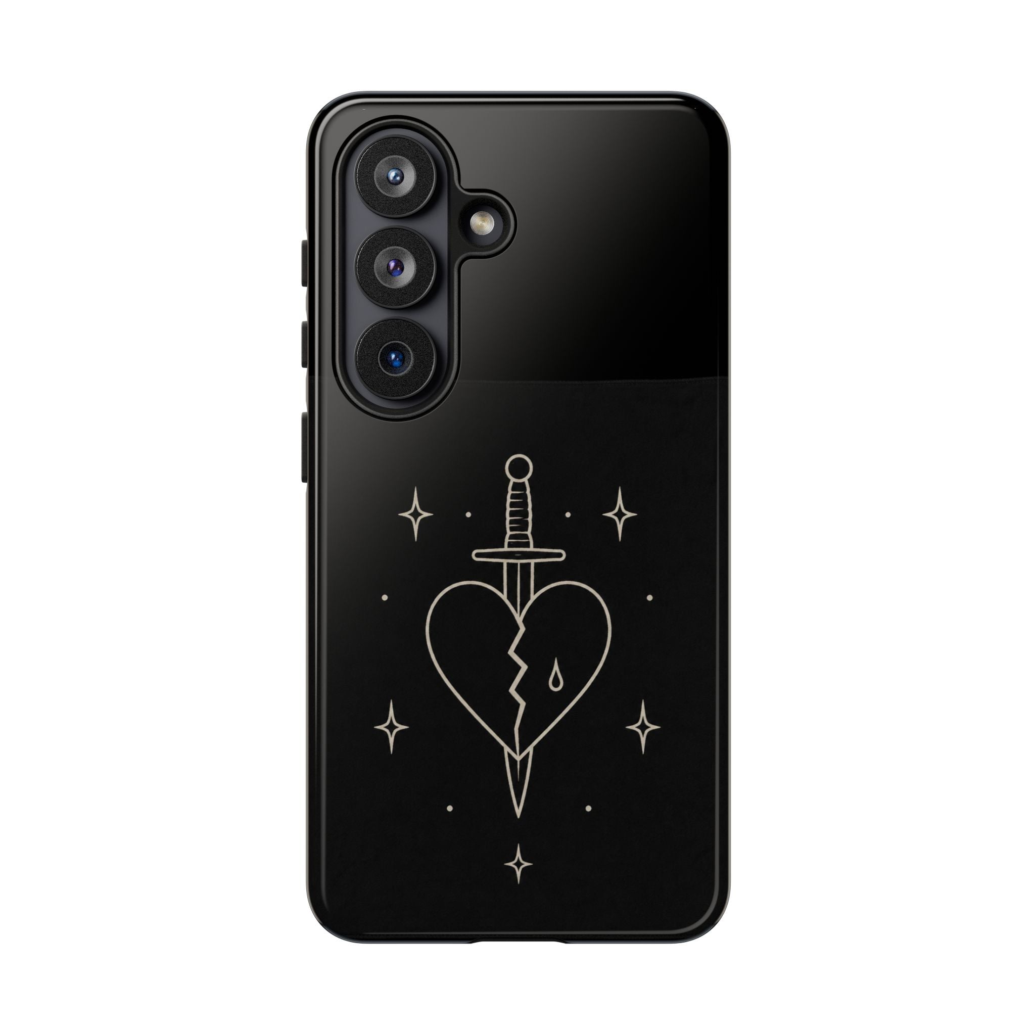 Daggered Broken Heart phone case | gothic tattoo line art
