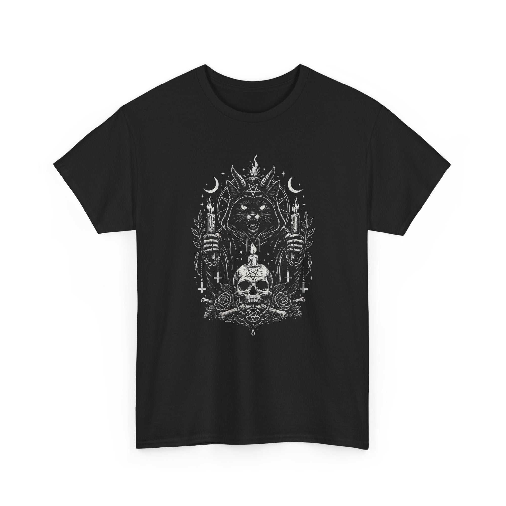 Gothic Wolf Skull Tee | Dark Occult Illustration, Tribal Wolves